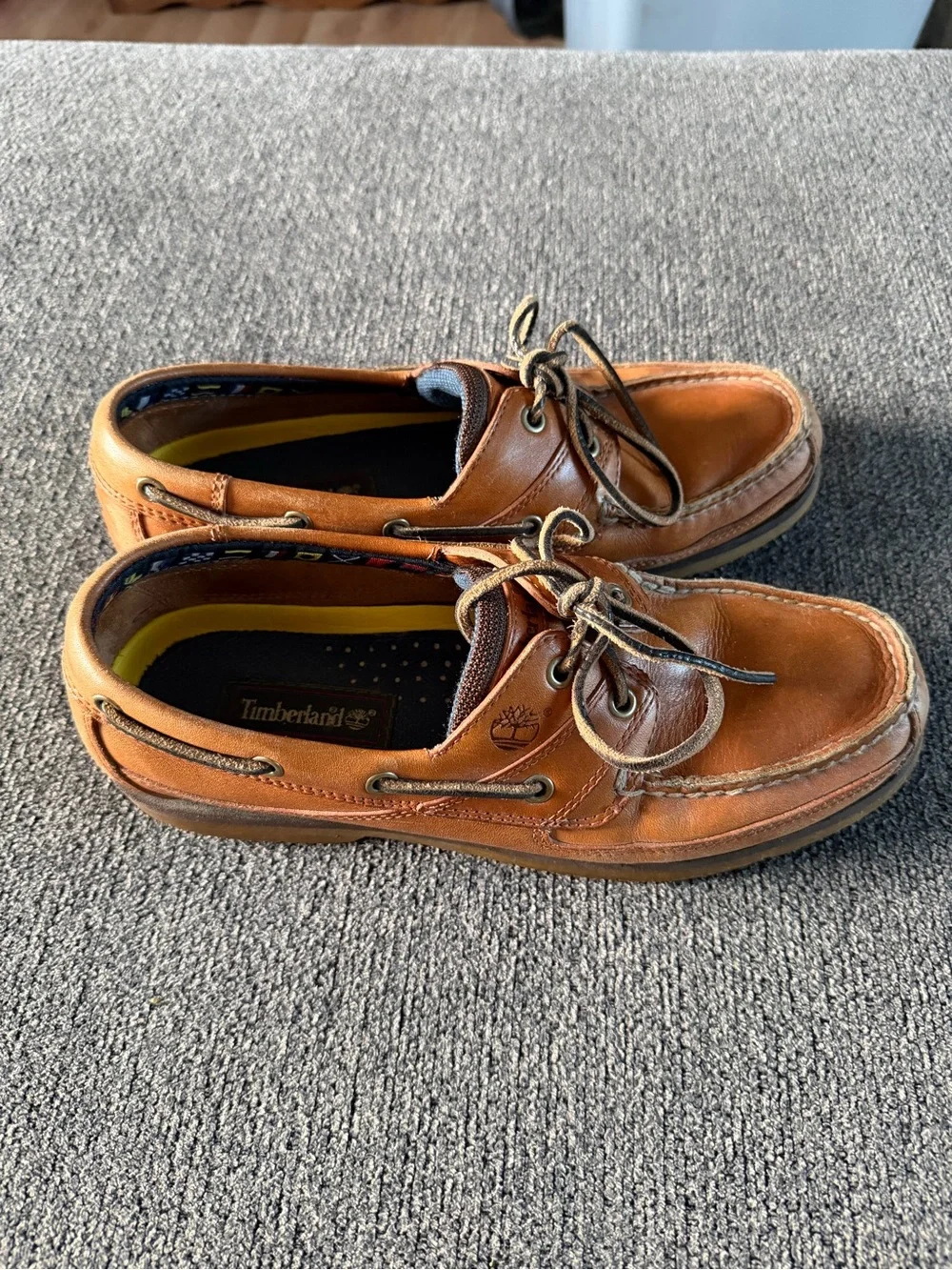 Timberland Brown Leather Boat Shoes with Moc Toe
